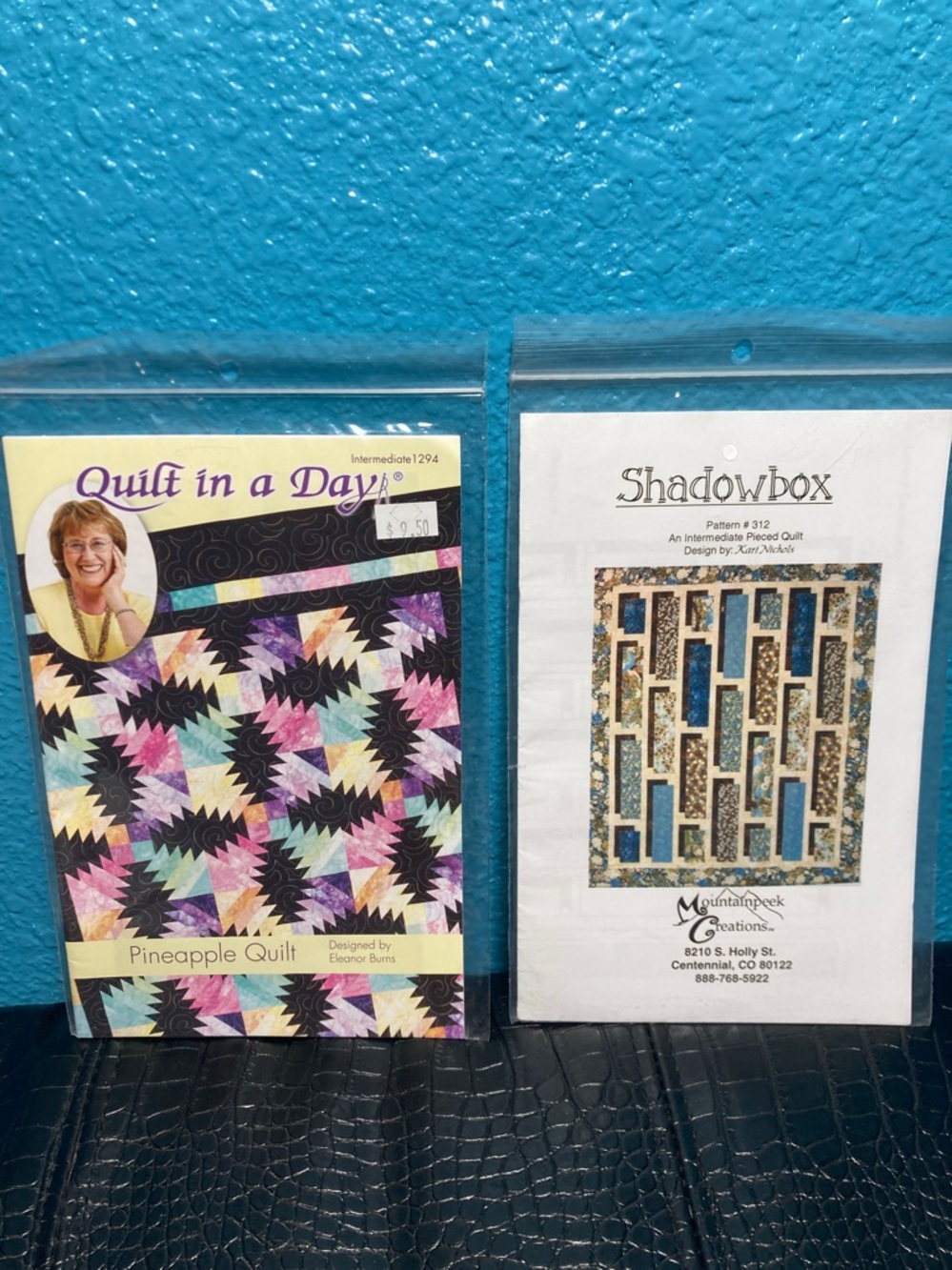 2 Intermediate Quilt Patterns: Quilt in A Day Pineapple Quilt Shadowbox‎ #312
